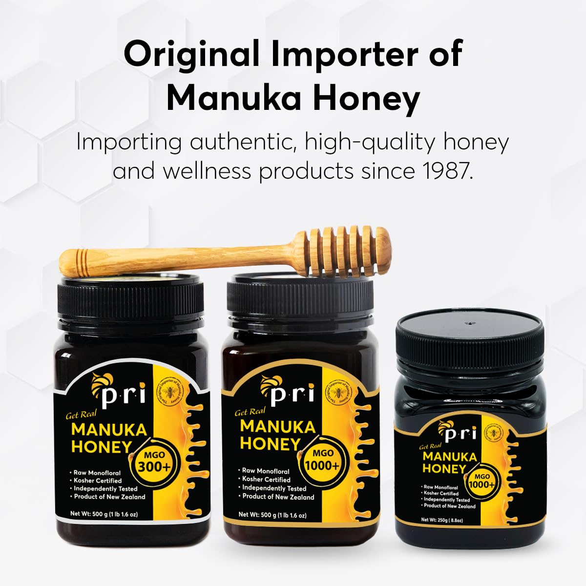 P.R.I Manuka Honey MGO 1000+, 1.1LB High Strength - Raw Manuka Honey (500g Jar) - Medaid International