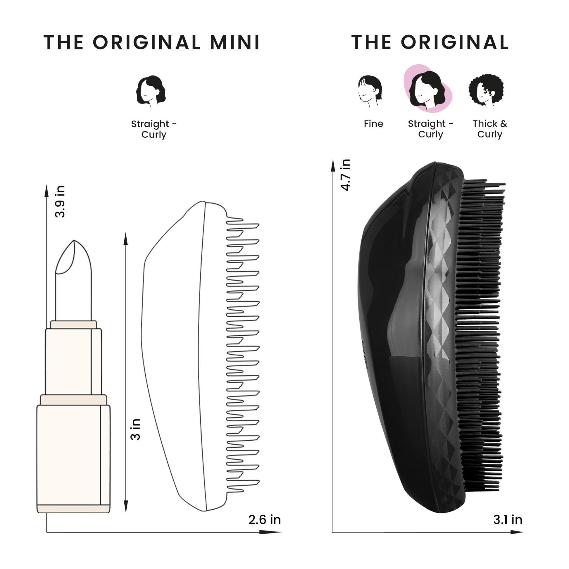 Tangle Teezer Original Detangler Brush, Dry & Wet Hairbrush for All Hair Types, Panther Black - Medaid International
