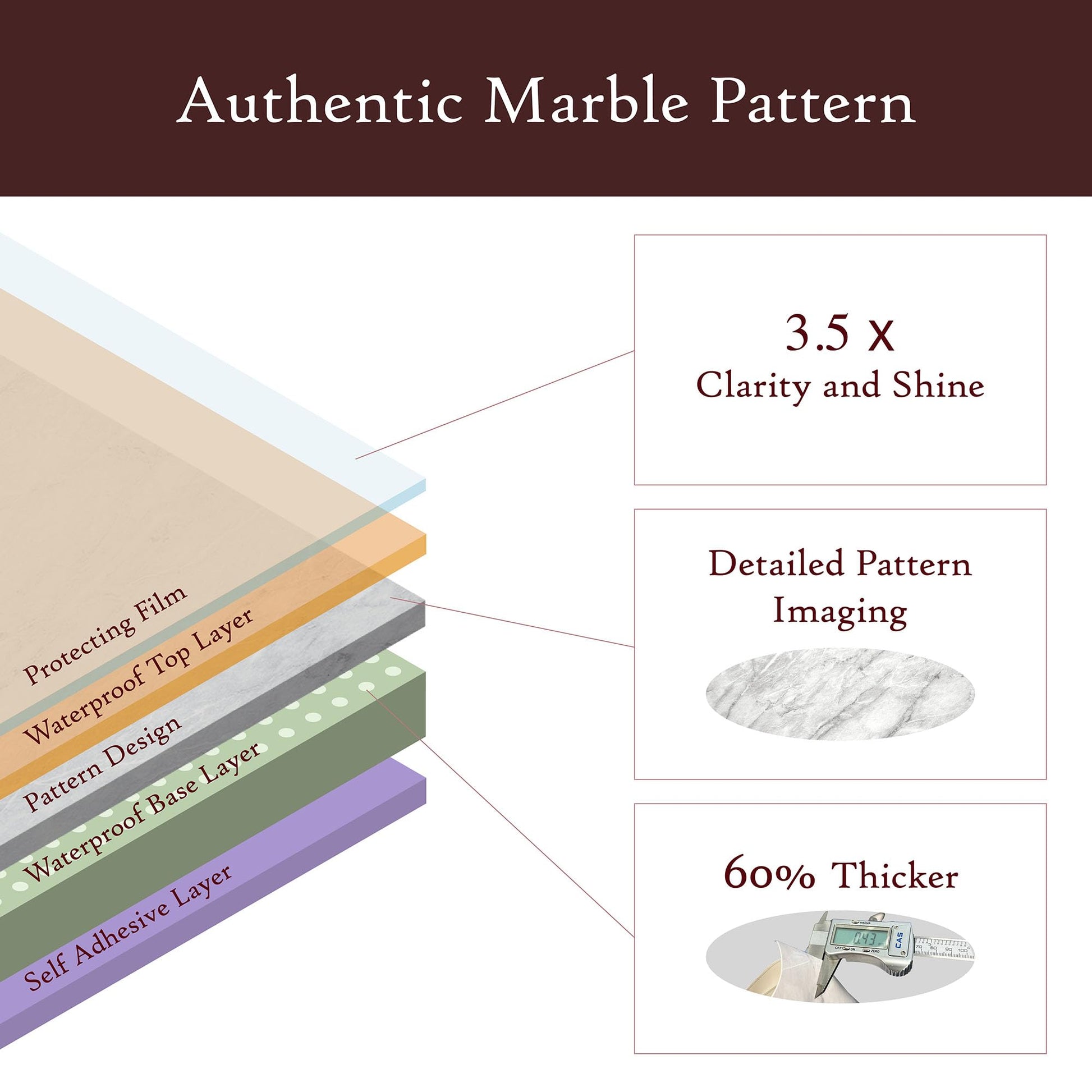 Very Berry Sticker Marble Contact Paper (White, 15.7" x 78", 1 Pack) Peel and Stick Countertop Wrap, Waterproof Vinyl, Renter Friendly for Kitchen Counters, Bathroom Vanities & Cabinets - Medaid International
