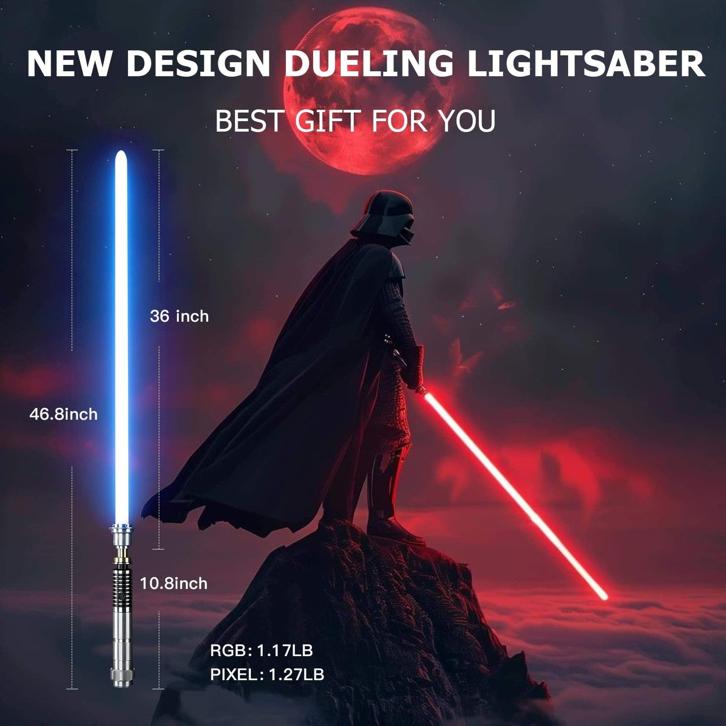 CVCBSER Upgrade App Control LK Dueling Lightsaber, Motion Control 16 Sets Sound Effects 3 Light Effects and 16 Colors Change, Smooth Swing Metal Light Sabers for Adults (RGB-LK) - Medaid International