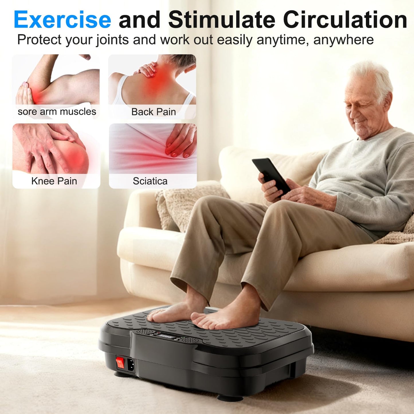 Vibration Plate Exercise Machine,Vibration Plate for Lymphatic Drainage Power Vibration Plate Machine Support 450 Lbs 250 Adjustable Speeds,Vibrating Plate Shake Plate Weight Loss