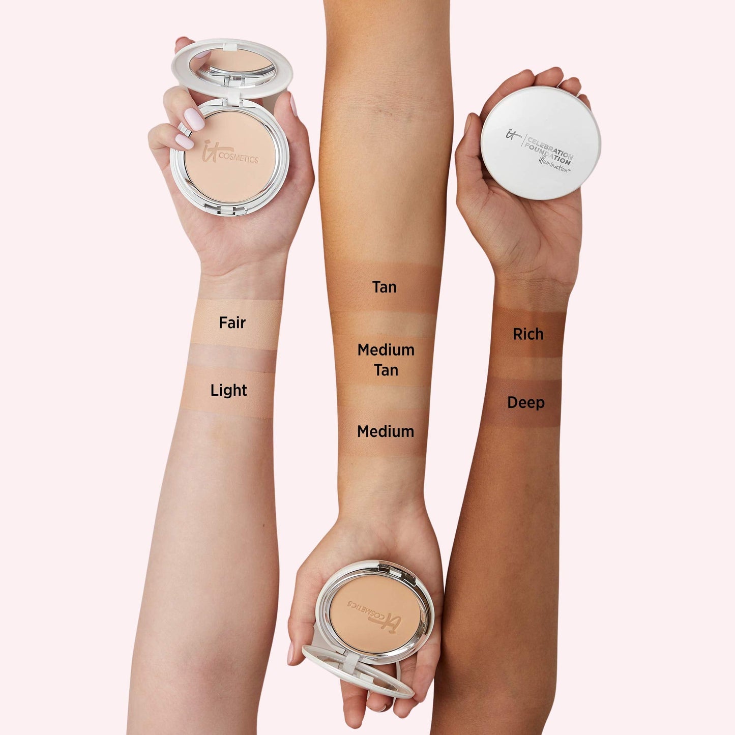 IT Cosmetics Celebration Foundation Illumination - Anti-Aging, Full Coverage Foundation Powder - With Drops of Light Technology for Added Radiance - Blurs Pores, Wrinkles & Imperfections - 0.3 oz - Medaid International