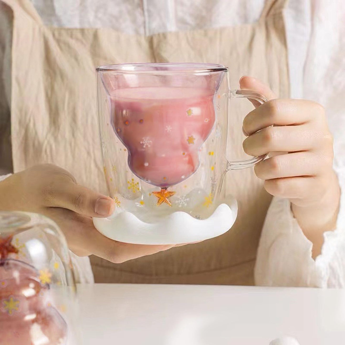 Binoster Cute Mugs Christmas Gifts Coffee Mug Double Walled Glass Mugs Milk Tea Espresso Cup Christmas Tree Decorations Christmas Funny Gifts for Women Men Kids Girls Her Best Friend（Pink） - Medaid International