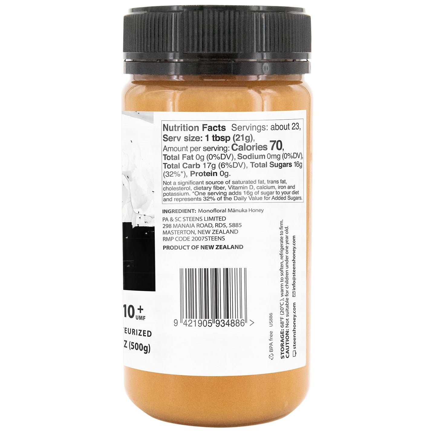 Steens Manuka Honey - MGO 263+ - Pure & Raw 100% Certified UMF 10+ Manuka Honey - Bottled and Sealed in New Zealand - 17.6 oz Jar… - Medaid International