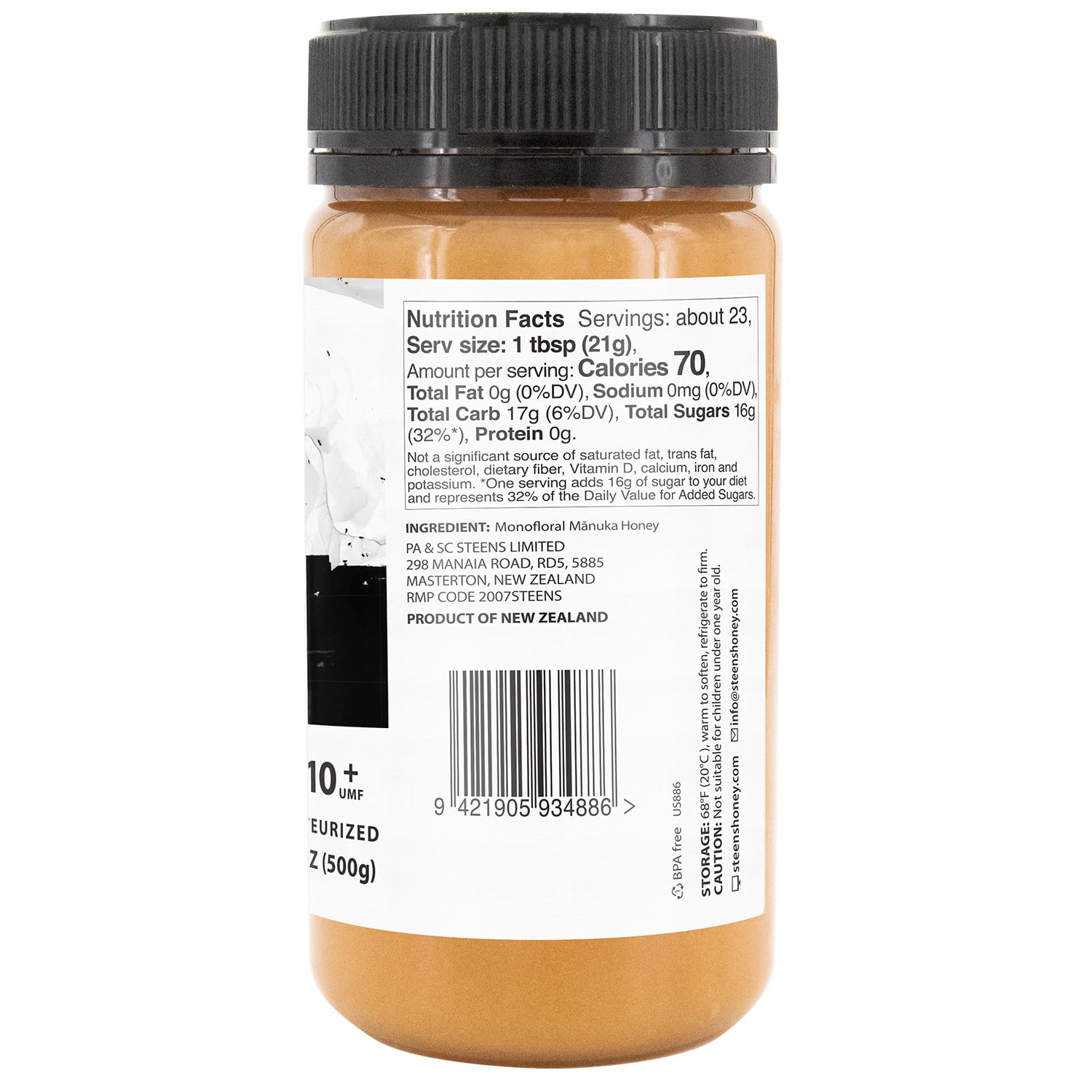 Steens Manuka Honey - MGO 263+ - Pure & Raw 100% Certified UMF 10+ Manuka Honey - Bottled and Sealed in New Zealand - 17.6 oz Jar… - Medaid International
