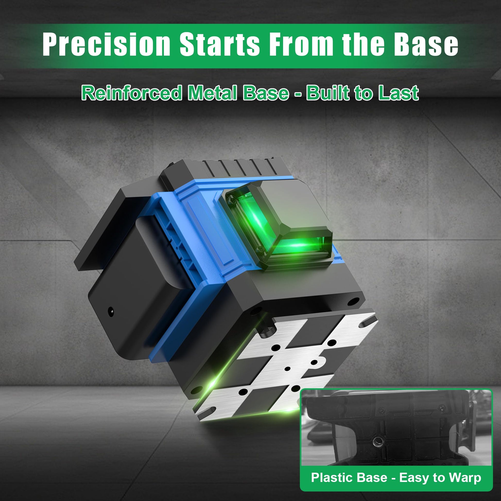 AZZUNO Laser Level 360 Self Leveling Green Beam with LCD Screen, 4x360 lazer leveler tool, Rechargeable Battery & Magnetic Base - Ideal for Construction, Tiling, Tool Gift - Medaid International