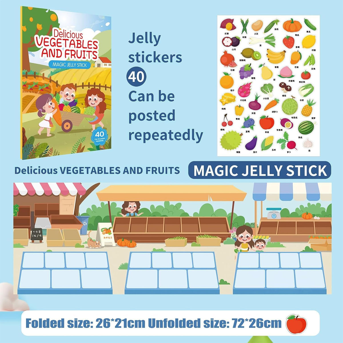 KASTWAVE 3-Pack Reusable 3D Sticker Books | Toddler Activity Scenes for Ages 2-4, Educational Learning Toys & Gifts for Boys & Girls