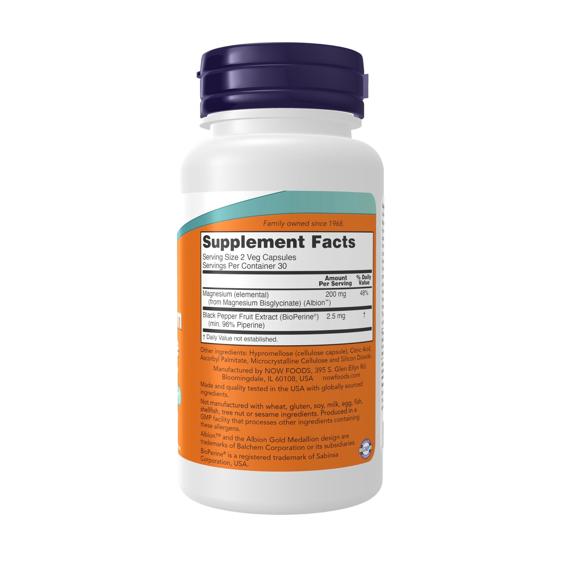 NOW Foods Supplements, Magnesium Glycinate with BioPerine, 60 Veg Capsules - Medaid International