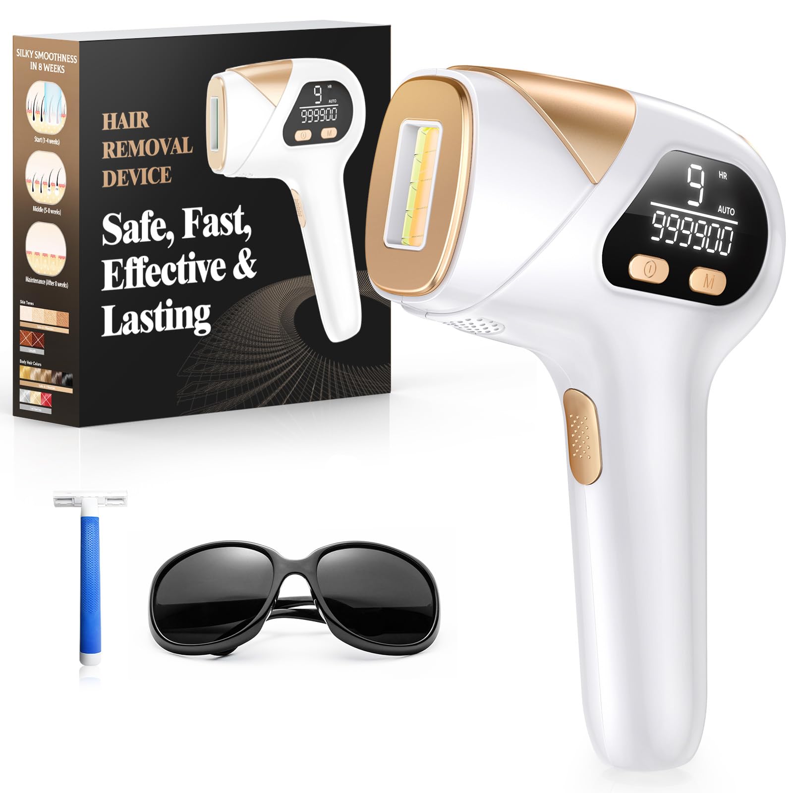 LYSMOSKI IPL Hair Removal Device, Laser Hair Removal for Women and Men, Painless Safe at-Home Hair Removal Device for Armpits Back Legs Arms Face Bikini Line - Medaid International