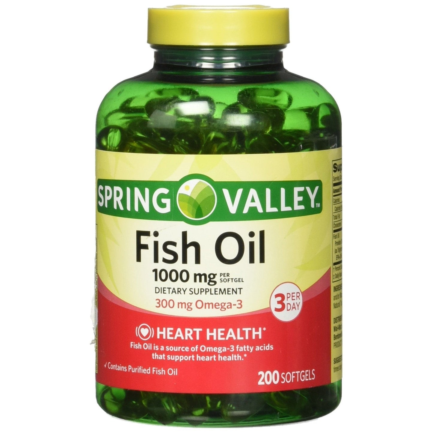 Spring Valley All Natural Fish Oil Heart Health 1000 Mg/300 Mg Omega-3 200 Soft Gel - Medaid International