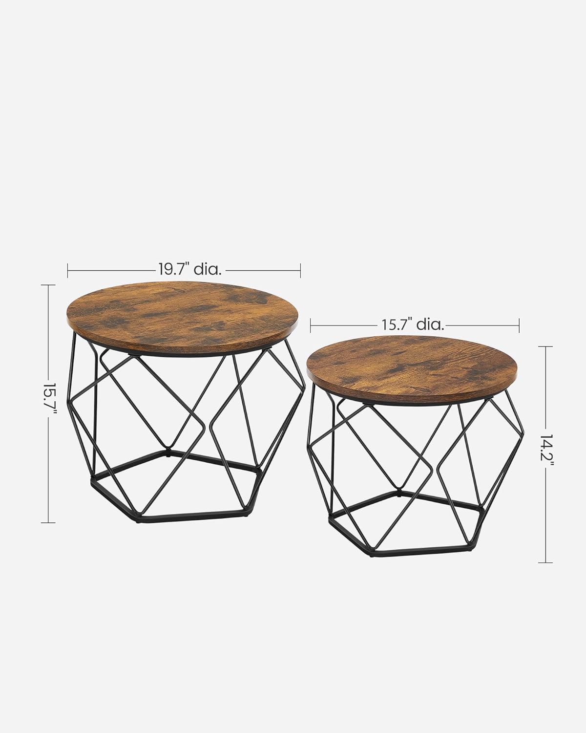VASAGLE Small Coffee Table Set of 2