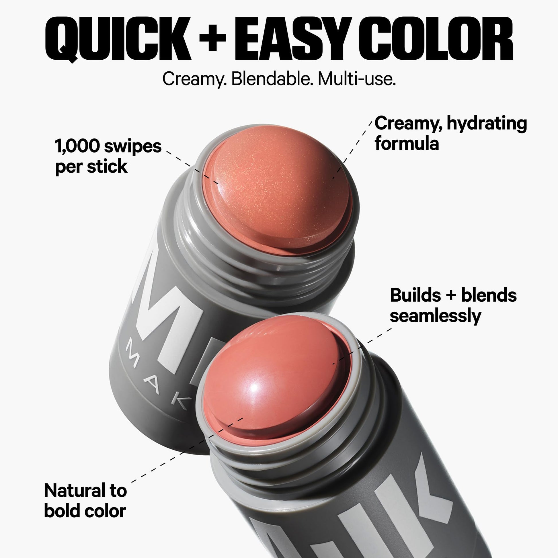 Milk Makeup Lip + Cheek Stick – Multi-Use Cream Blush + Lip Color with Mango Butter, Avocado Oil + Apricot Oil – Hydrating, Buildable, Long-Lasting, Vegan Formula – Werk, 0.21 oz - Medaid International
