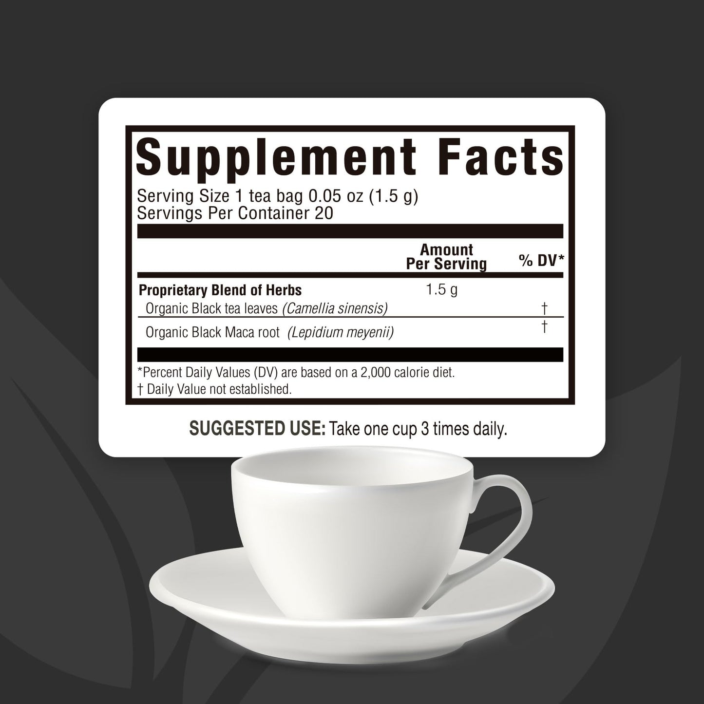 OS ORGANIC SIDE | 2-pack Organic Black Maca Tea 40 Bags | Energizing Herbal Formula Featuring Premium Black Leaves And Maca Root | Natural Source Of Antioxidants | Adaptogens - Medaid International