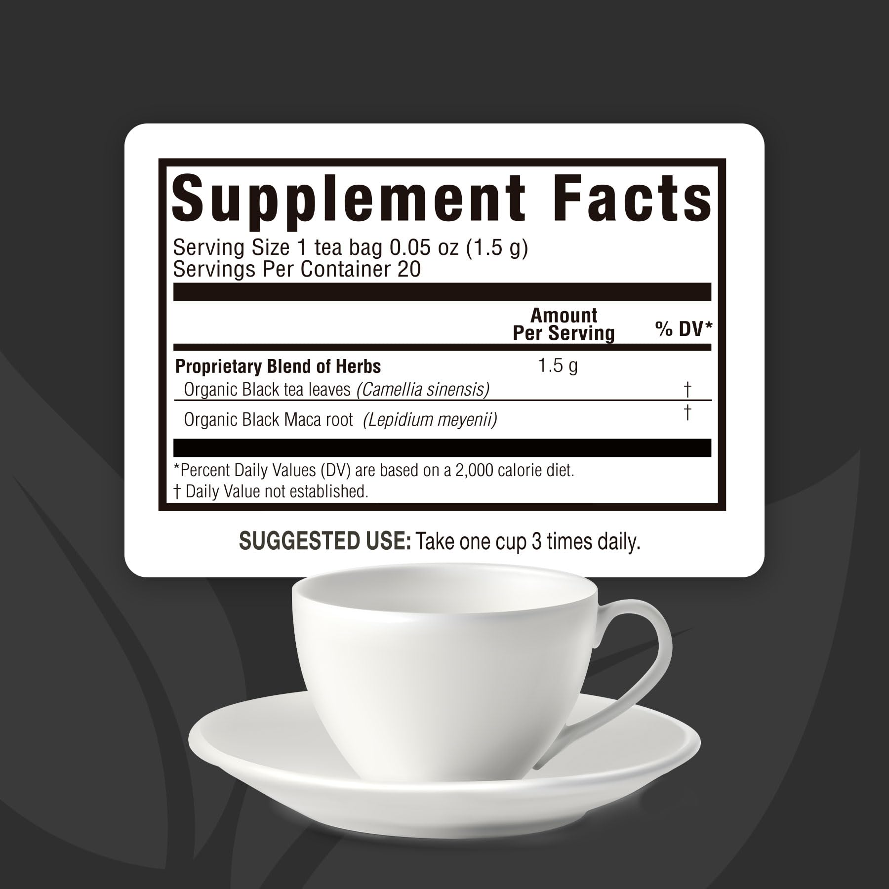 OS ORGANIC SIDE | 2-pack Organic Black Maca Tea 40 Bags | Energizing Herbal Formula Featuring Premium Black Leaves And Maca Root | Natural Source Of Antioxidants | Adaptogens - Medaid International