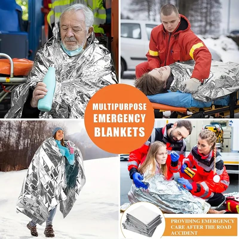 Emergency Mylar Thermal Blankets,Space Blanket Survival kit Camping Blanket, Perfect for Outdoors, Hiking, Survival, Bug Out Bag,Marathons or First Aid