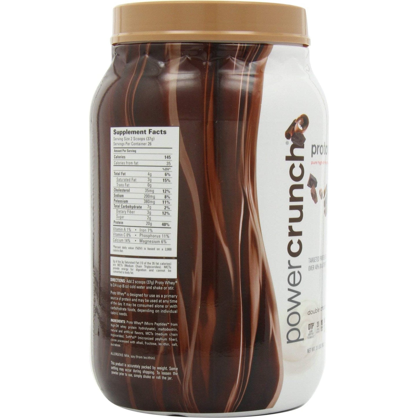 Power Crunch Whey Protein Powder, With Amino Acids, Protein Shakes with Delicious Taste, Double Chocolate, 2.1 LB - Medaid International