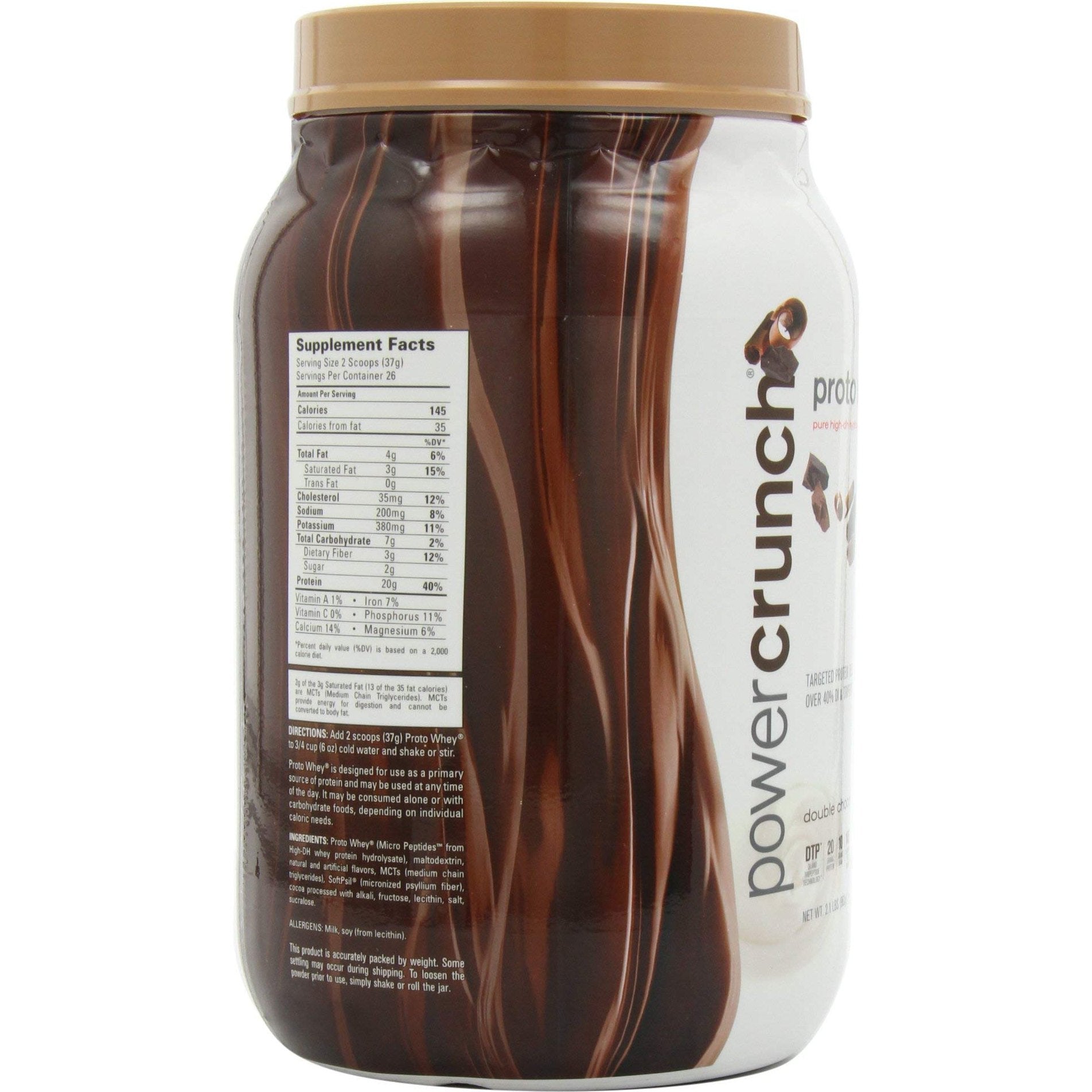 Power Crunch Whey Protein Powder, With Amino Acids, Protein Shakes with Delicious Taste, Double Chocolate, 2.1 LB - Medaid International