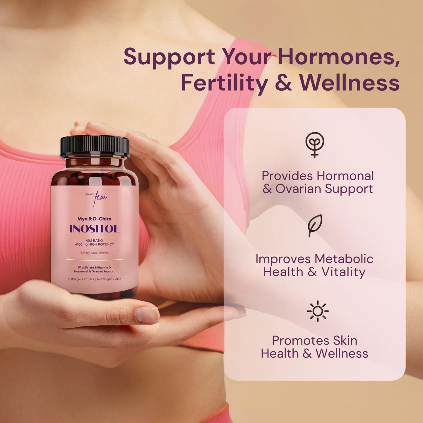 QSTA Myo-Inositol & D-Chiro Inositol Supplement for Women 4100mg (40:1 Ratio) – 9-in-1 Hormonal & Metabolic Support with Folate, Vitamin B6, B12, D3, Zinc & Chromium - Medaid International