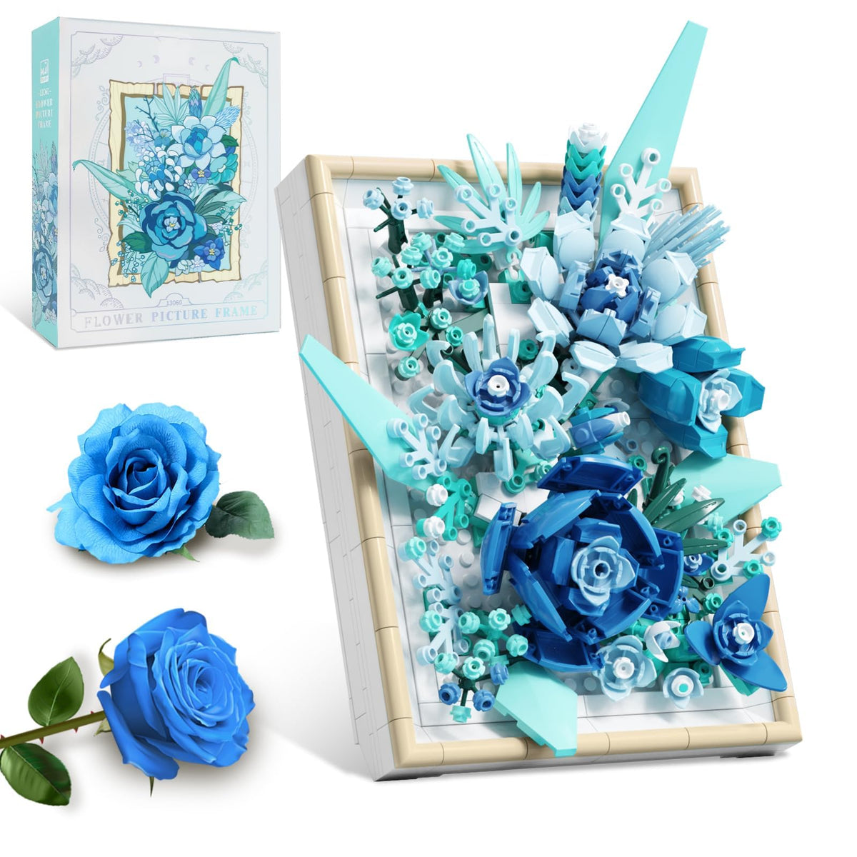 KASTWAVE Flowers Building Set for Adults, Compatible with Lego Flowers Roses Plants Picture Frame, Botanical Collection Wall Art Home Office Decor, Ideas Gift Building Toy for Boys Girls (728 PCS)