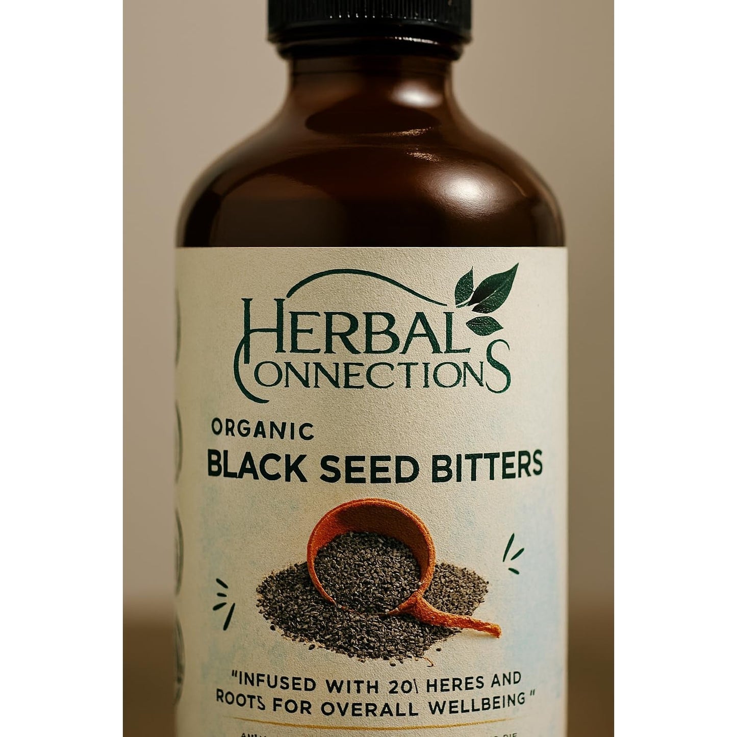 Organic Black Seed Bitters with Maca and Honey - Infused with 20+ Herbs and Roots - Vegan and Gluten-Free 16 Ounces - Medaid International