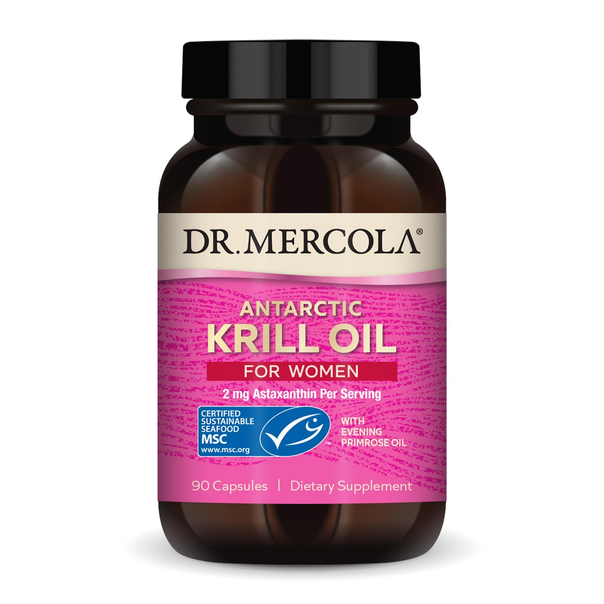 Dr. Mercola Krill Oil for Women - 2 mg Astaxanthin - MSC Certified Sustainable - Supports Brain, Skin & Immune Systems - with Omega-3s - Non-GMO, Gluten-Free & Soy-Free - 90 Capsules (30 Servings) - Medaid International
