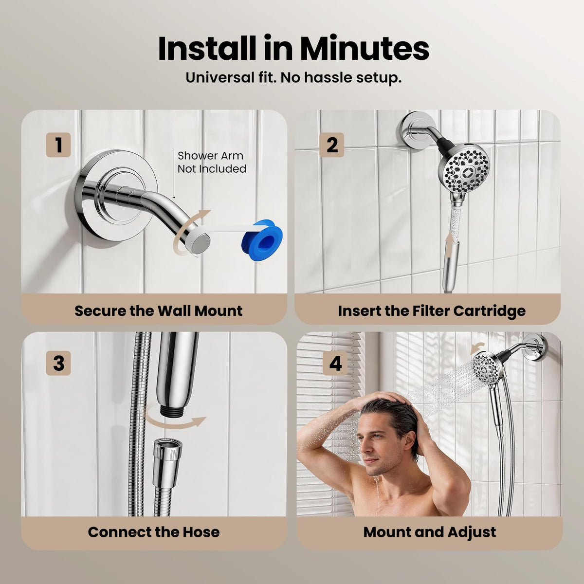 JOMOO Magnetic Shower Head with Handheld, Filtered, High Pressure, 7 Modes