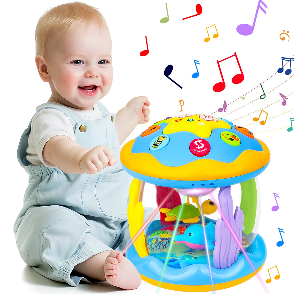 Aboosam Baby Toys 6 to 12 Months: Musical Light Up Ocean Rotating Toy | Babies Crawling Toys 6 7 8 9 10 11 12 Months - Newborn Infant Music Aquarium Toy 6-12-18 Month Baby Boy Girl Birthday Gifts