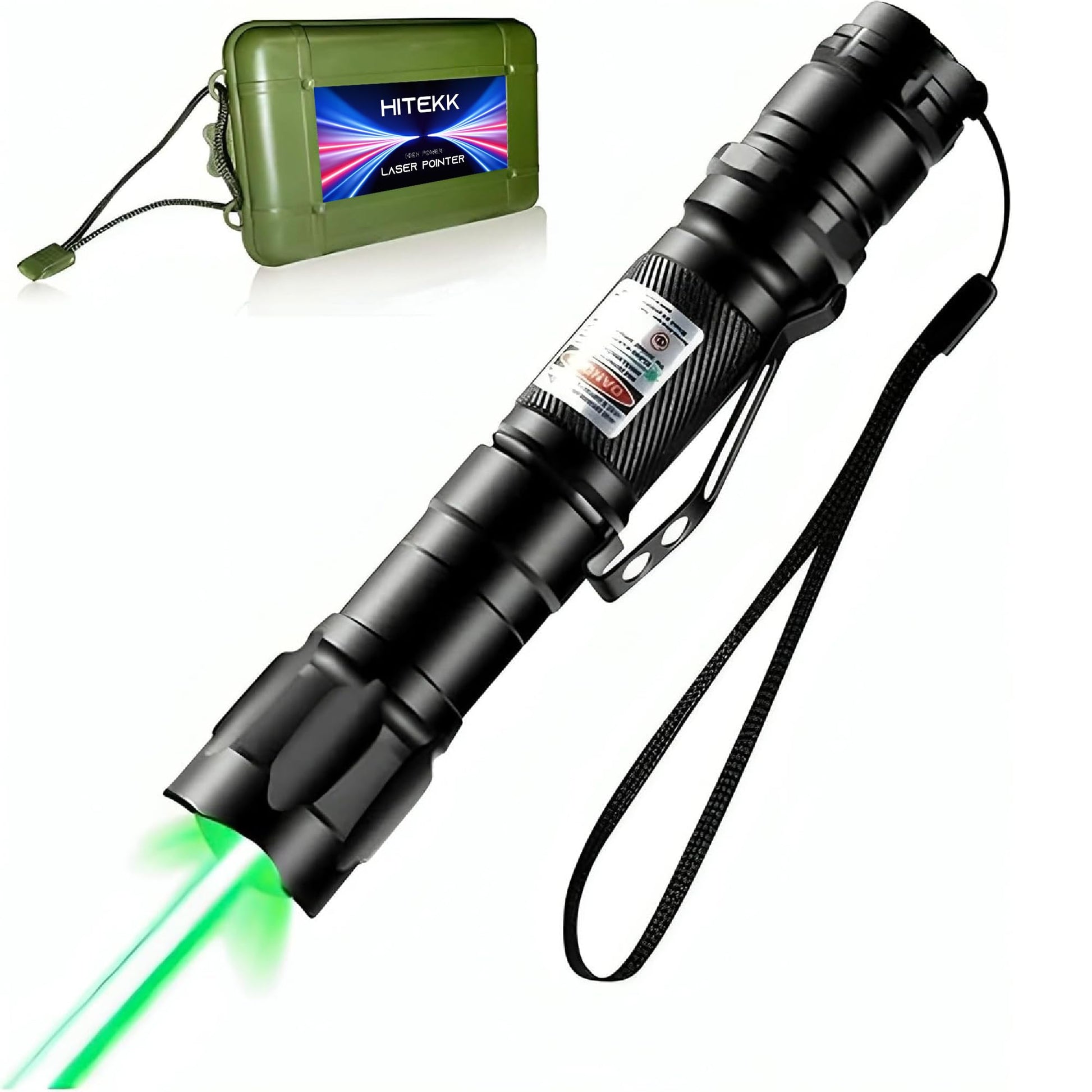 HITEKK High Power Green Laser Pointer | Tactical Green Laser Pointer | Single Press On/Off Tactical Lazer Pointer | Rechargeable Long Range Lazer Pointer and Carrying Case - Medaid International