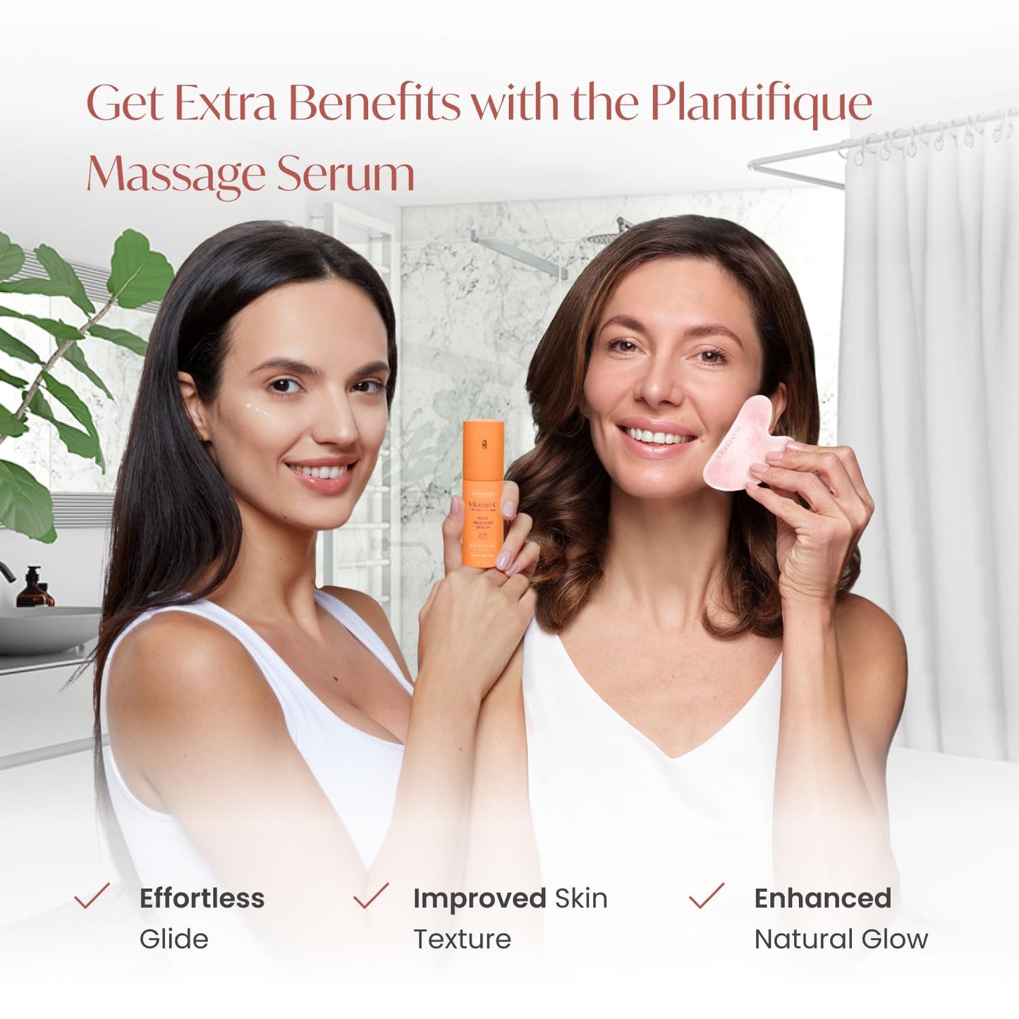PLANTIFIQUE Rose Quartz Gua Sha Tool – Anti-Aging Face Massager & Jawline Shaper for Skincare Routine – Facial Massage & Skin Care Gift - Medaid International