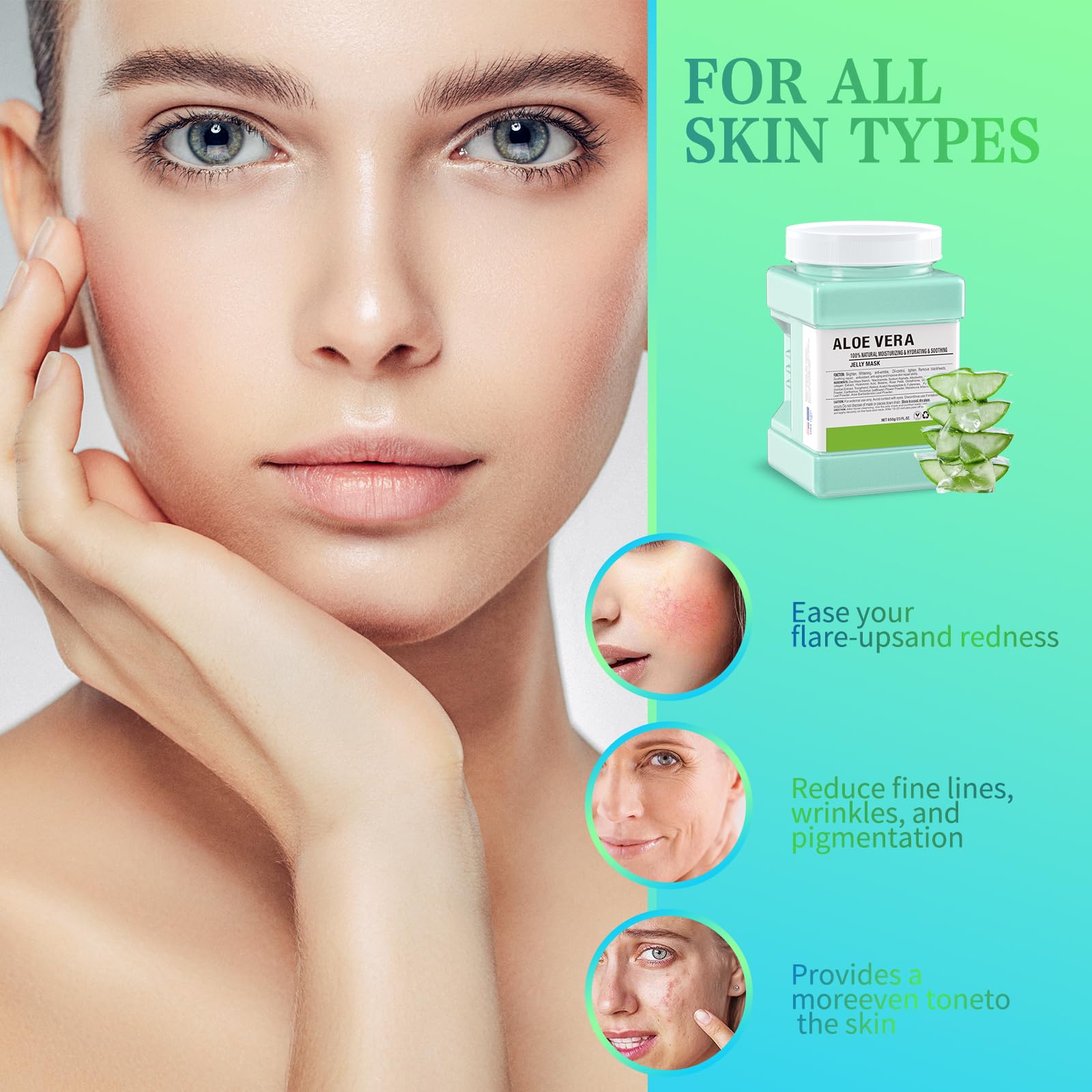 Truvenum Jelly Face Mask,Aloe Vera Moisturizing Jelly Mask Powder for Facials,Professional Peel Off Peel Off Hydro Face Mask Powder for Fight Fine Lines, Face Mask Skin Care, DIY SPA 23 FL OZ - Medaid International