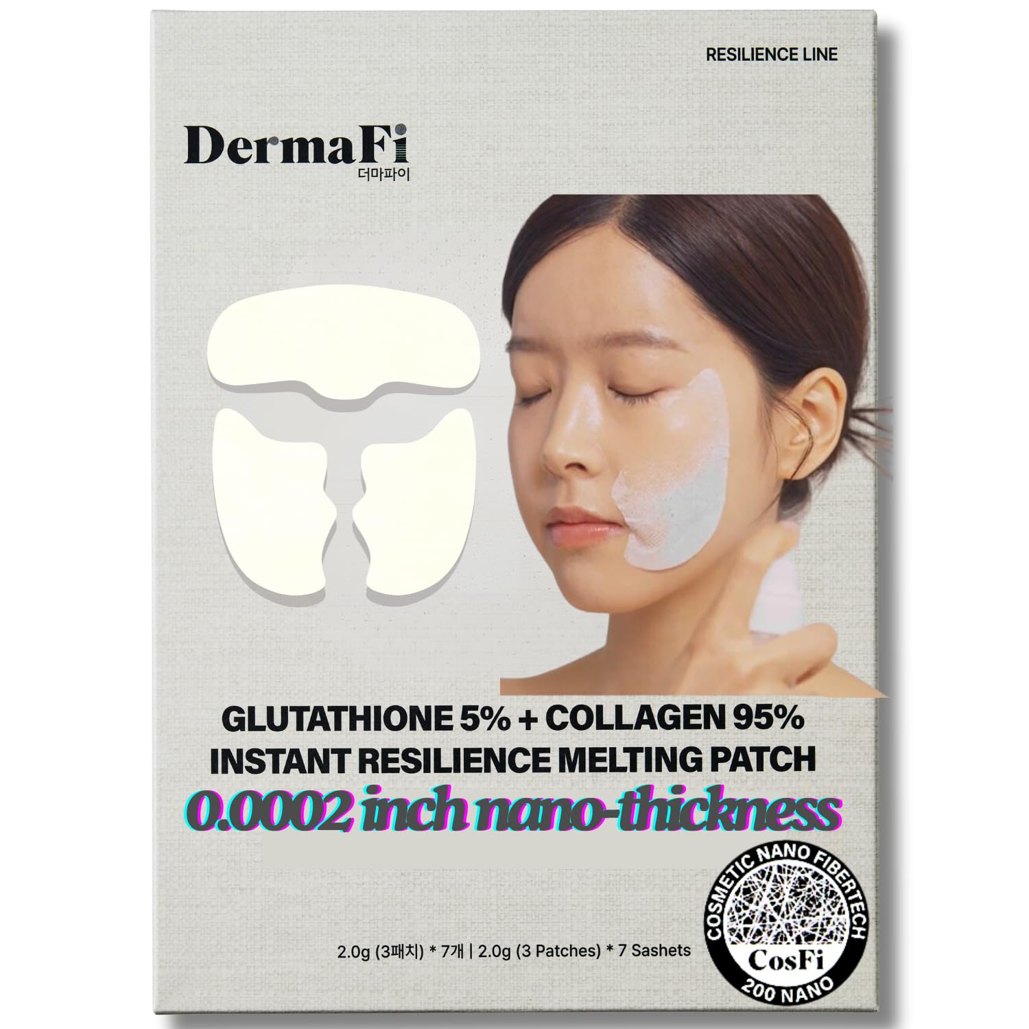 Produco [DermaFi] Glutathione 5% + Collagen 95% Instant Resilience Melting Patch Facial Mask Pack (7 pack) Korean Beauty - Medaid International