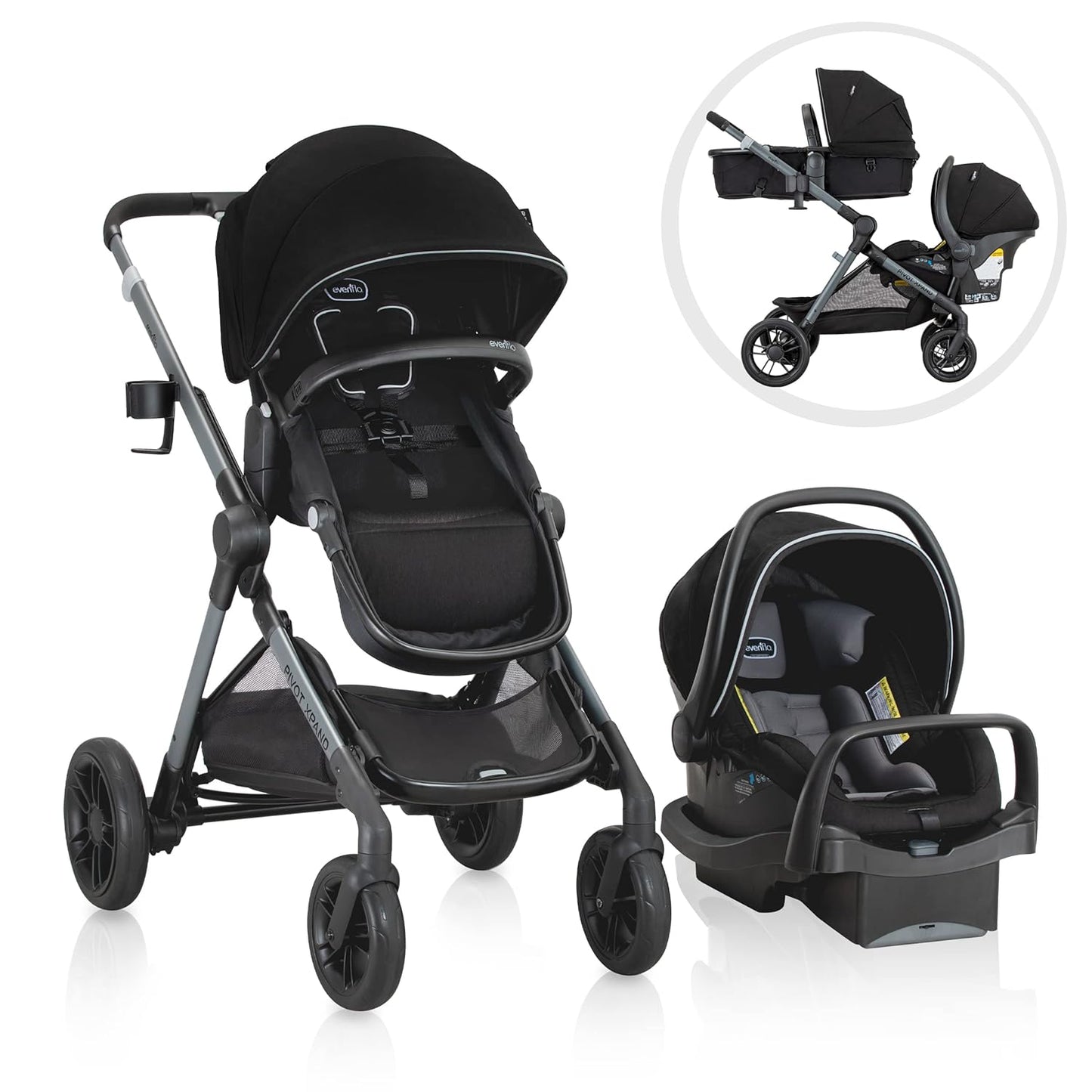 Evenflo® Pivot Xpand™ Modular Travel System with LiteMax™ Infant Car Seat – Ayrshire Black