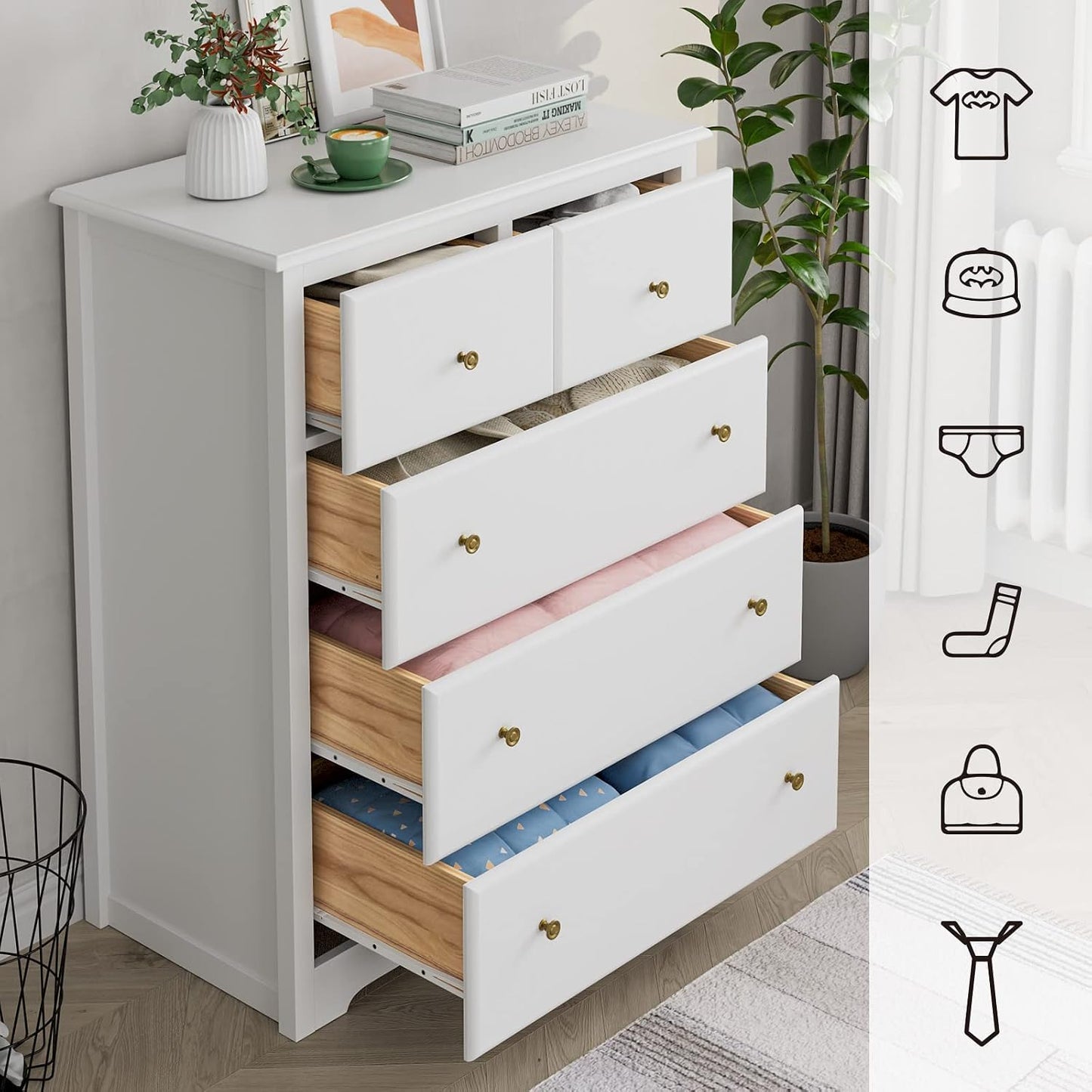 Wooden 5 Drawers Cabinet