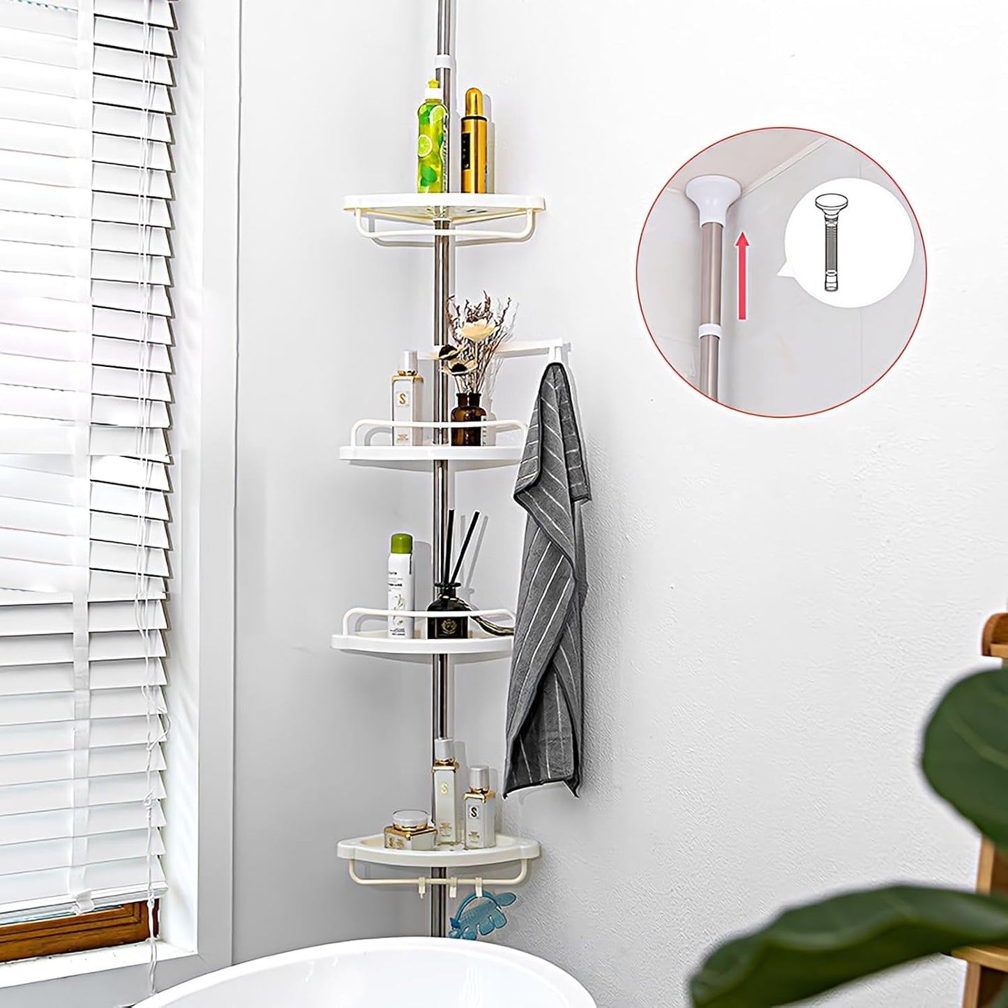 4 Tier Adjustable Shower Corner Shelf