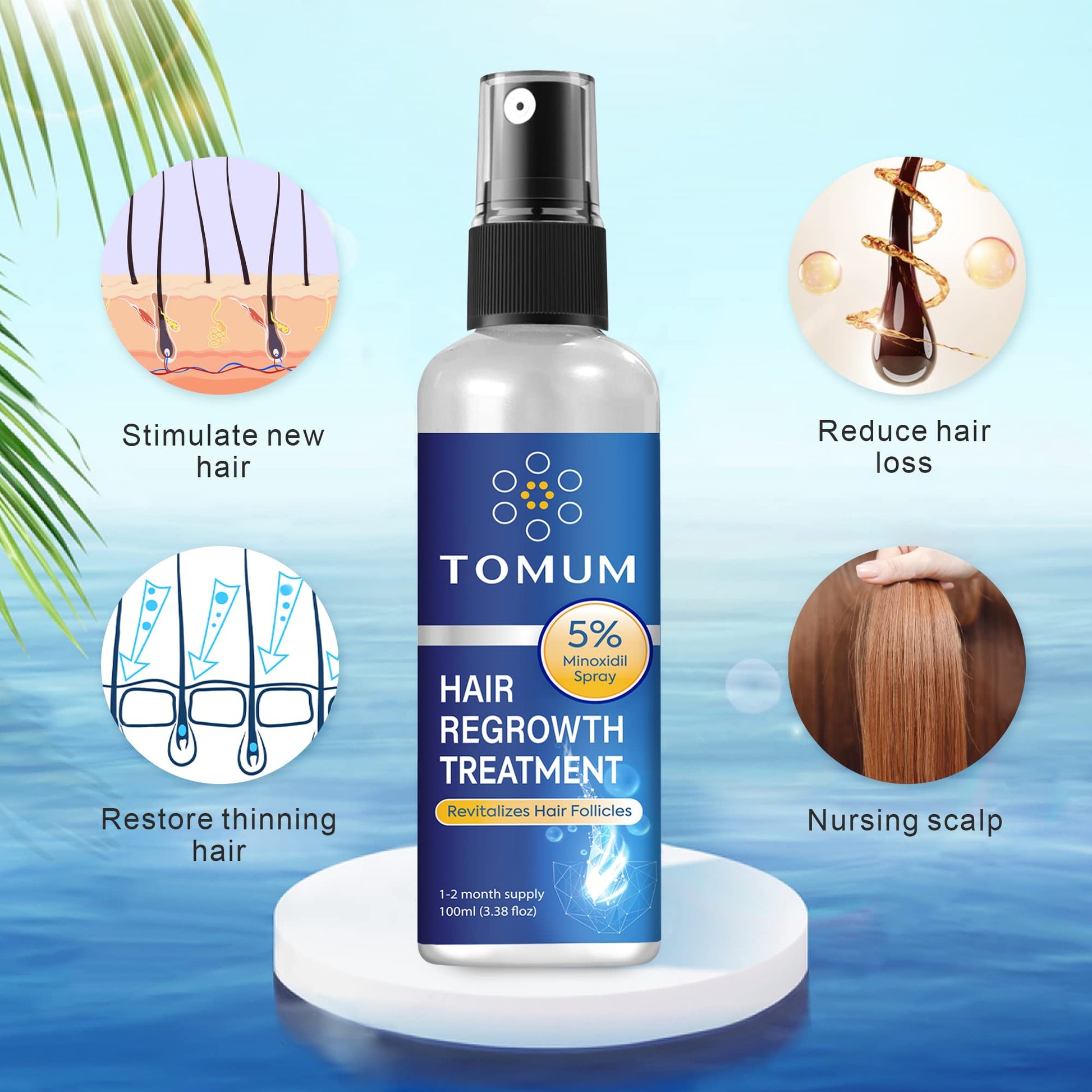 Minoxidil for Men and Women Hair Growth: 5% Minoxidil Spray Hair Regrowth Treatment Serum Stop Hair Thinning and Hair Loss For Stronger Thicker Longer Hair 100ml - Medaid International