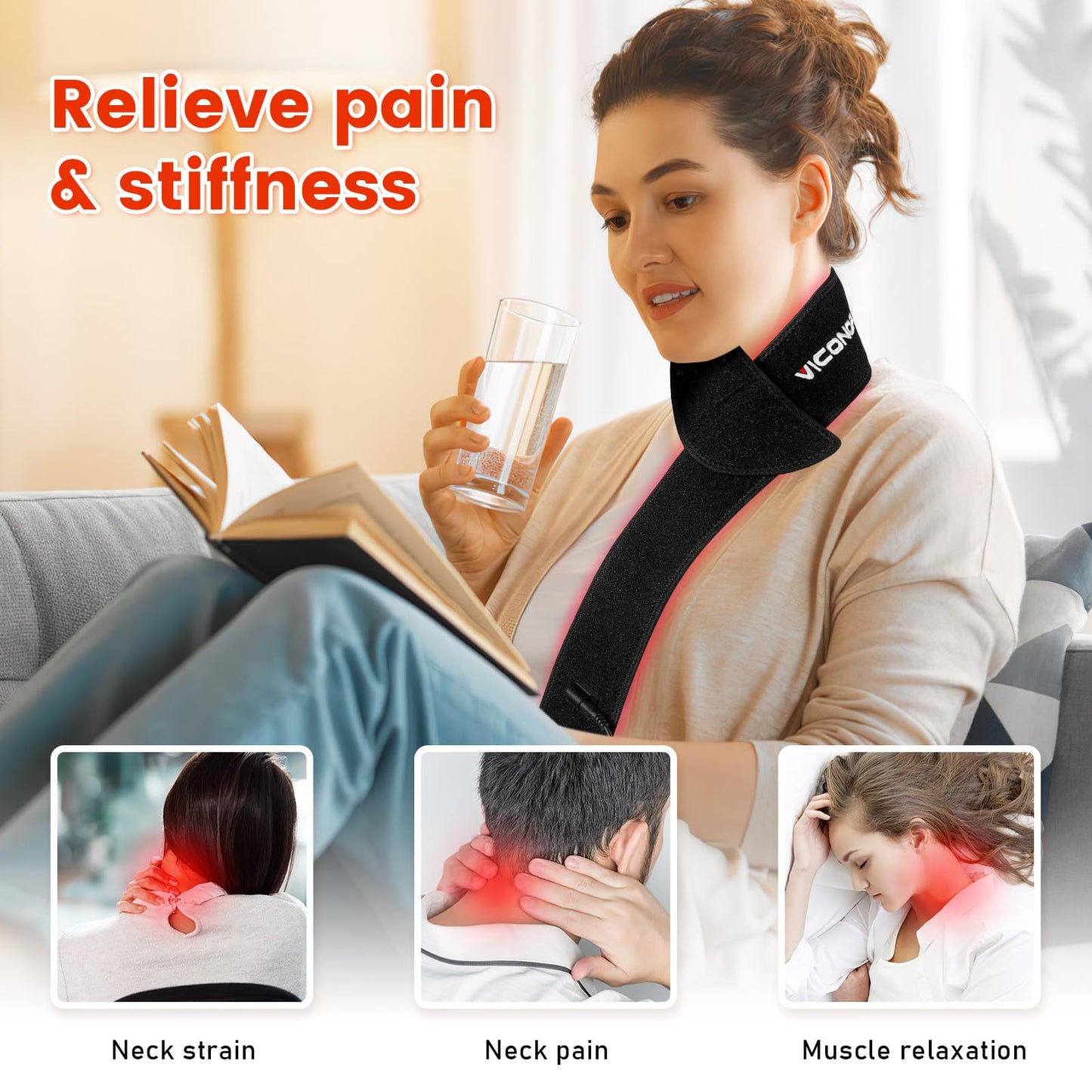 Red Light Therapy Belt for Body, Near Infrared Light Therapy for Face Neck 15W Wearable Red Light Neck Wrap with Timer Belt for Chin Hand Wrist Knee Unisex Gift - Medaid International