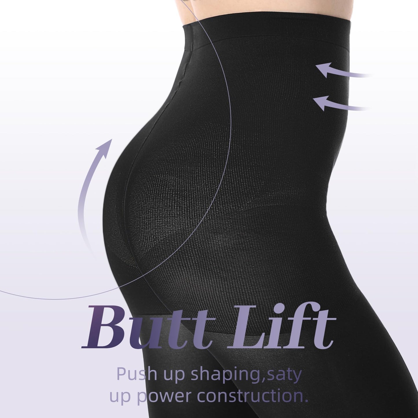 MANZI 2 Pairs Women's Run Resistant Control Top Panty Hose Opaque Tights, Small, Black - Medaid International