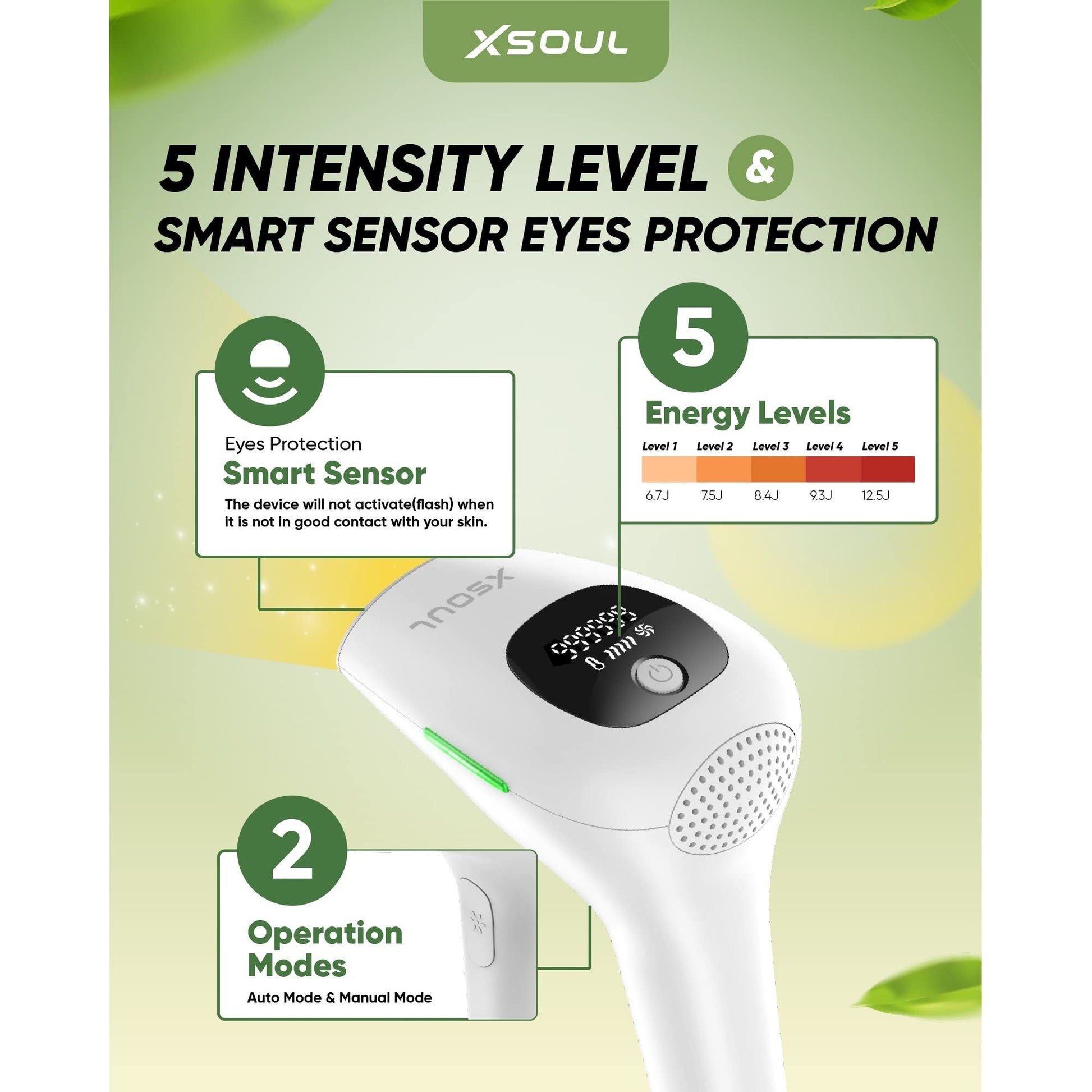 XSOUL At-Home IPL Hair Removal for Women and Men Permanent Hair Removal 999,999 Flashes Painless Hair Remover on Armpits Back Legs Arms Face Bikini Line, Corded - Medaid International