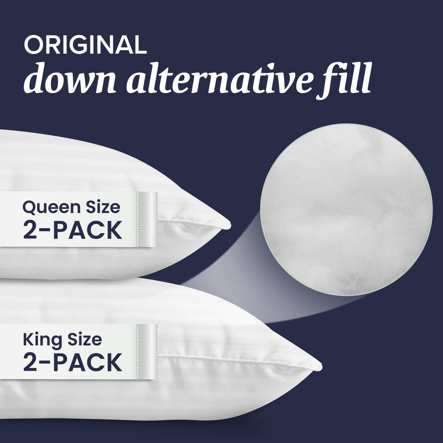 Beckham Hotel Collection Bed Pillows King Size Set of 2 - Down Alternative Pillow for Back, Stomach or Side Sleepers - Medaid International