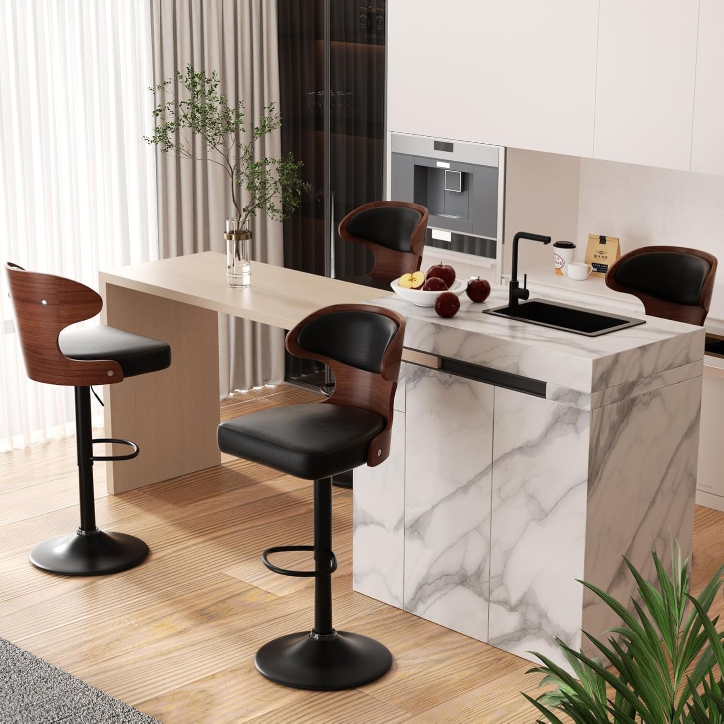 Set of 2 Adjustable Height Bar Stools