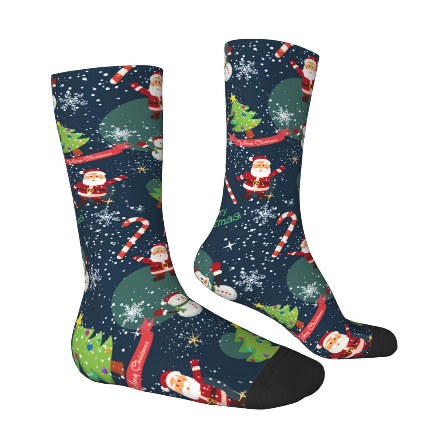 ASYG Christmas Red Snowflakes Socks Xmas Holiday Socks Funny Stockings Socks Gifts New Years Novelty Dress Crew Socks - Medaid International