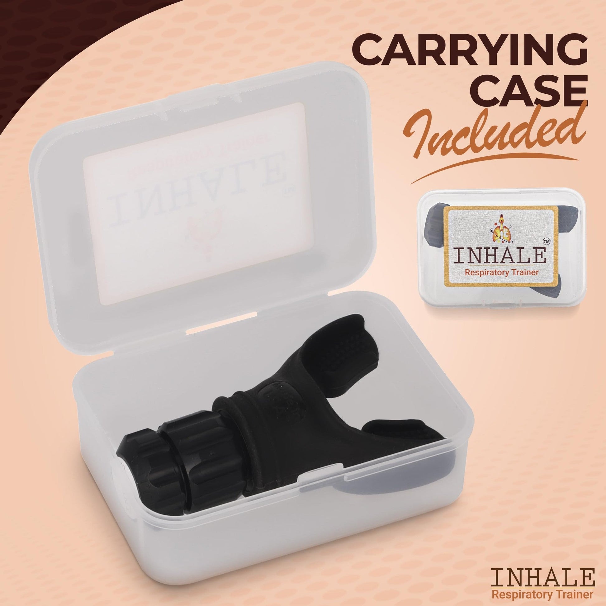 Inhale Respiratory Trainer | Compact Lung Exercise Device with High Grade Silicone | Carrying Case Included | Breath Trainer with Adjustable Resistance | Portable & Easy to Clean - Medaid International
