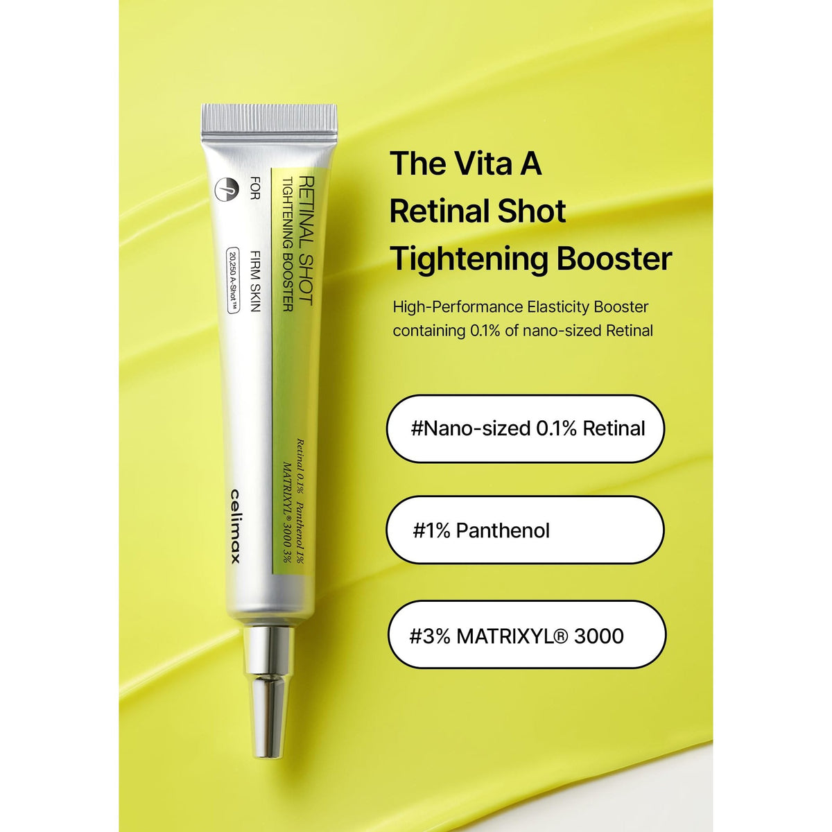 celimax The Vita A Retinal Shot Tightening Booster | with Retinal 0.1%, Matryxyl 3%, Pore Minimizer, Wrinkles & Fine Lines, Firmer Skin, 15ml - Medaid International