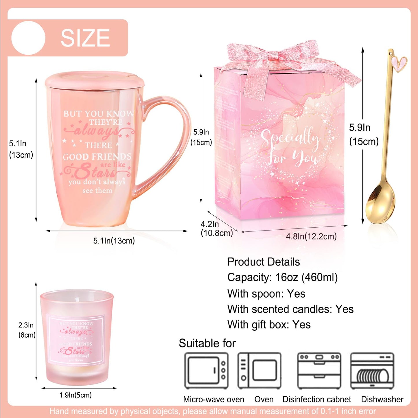 Friendship Gifts for Women Pink Ceramics Coffee Mug Tea Cup Unique Birthday Christmas Gifts Ideas for Friends Female Her Soul Sister Besties Coworker BFF Cute Stuff - Medaid International