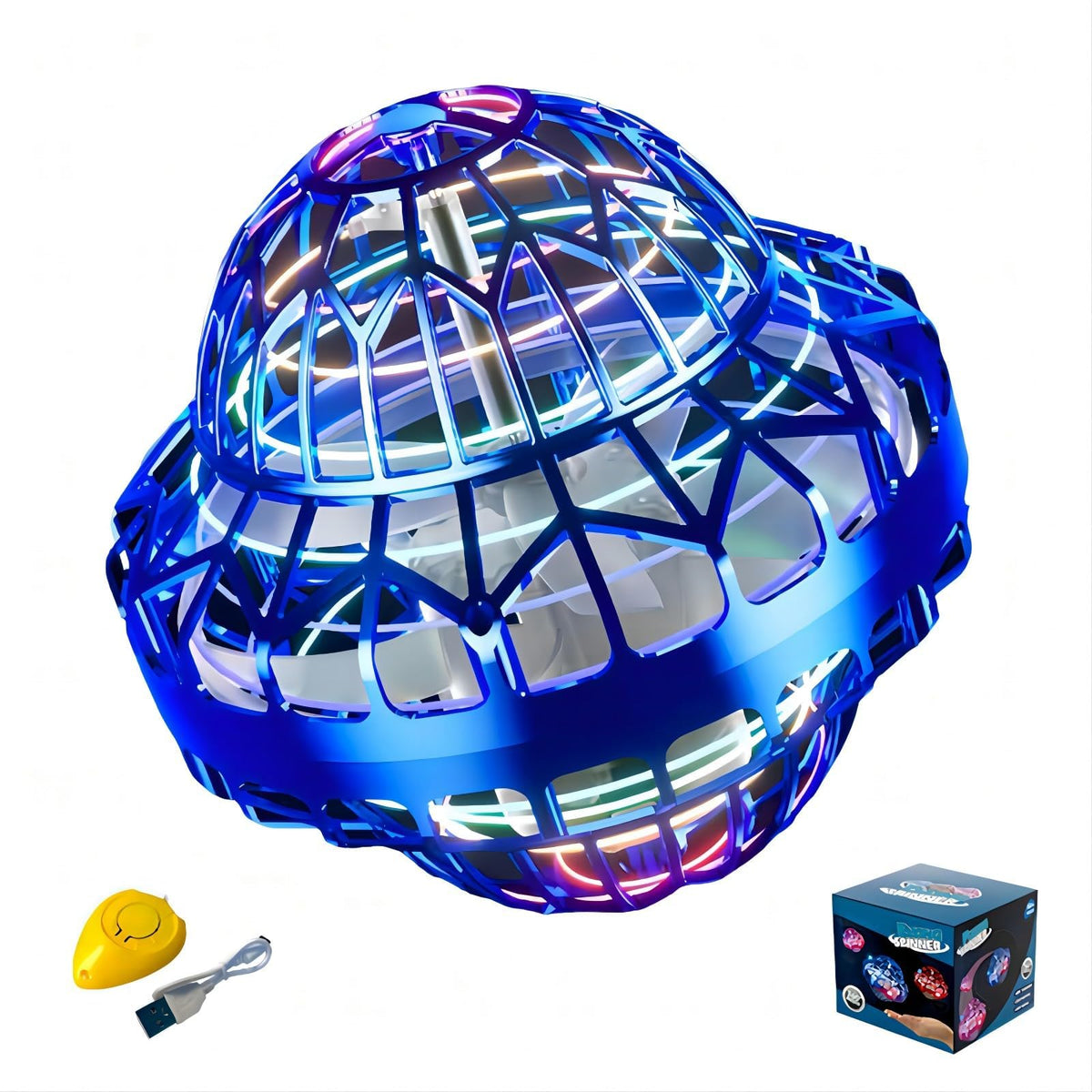 KASTWAVE Flying Orb Ball, Flying Spinner Ball Toy, Cosmic Globe Light Up Boomerang Hover Spinner Ball, Birthday Cool Toys Gifts for 6 7 8 9 10+ Year Old Boys Girls Teens Indoor Outdoor (Blue)