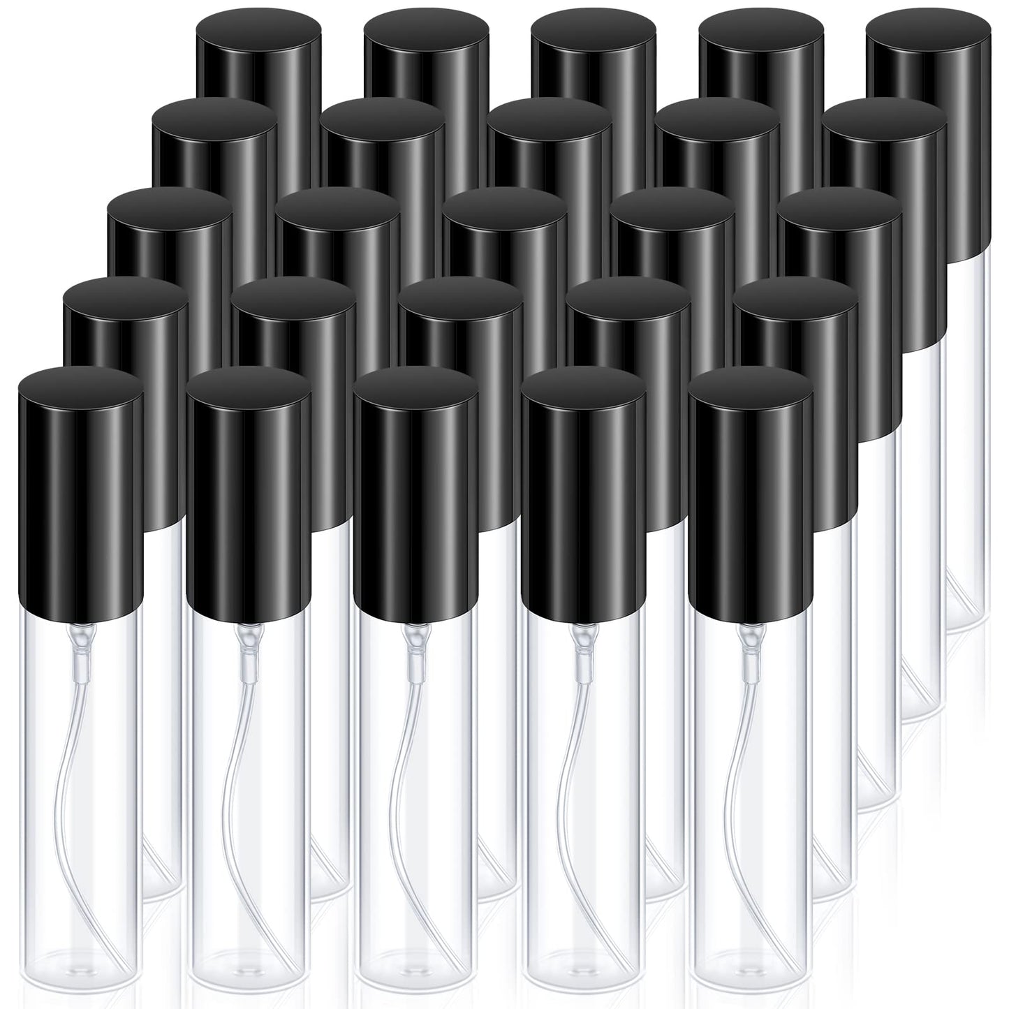 Yinder 25 Pcs 10 ml Glass Refillable Perfume Bottles Bulk Travel Empty Perfume Atomizer Sprayers Portable Spray Bottles Mini Sample Fragrance Containers, Black - Medaid International
