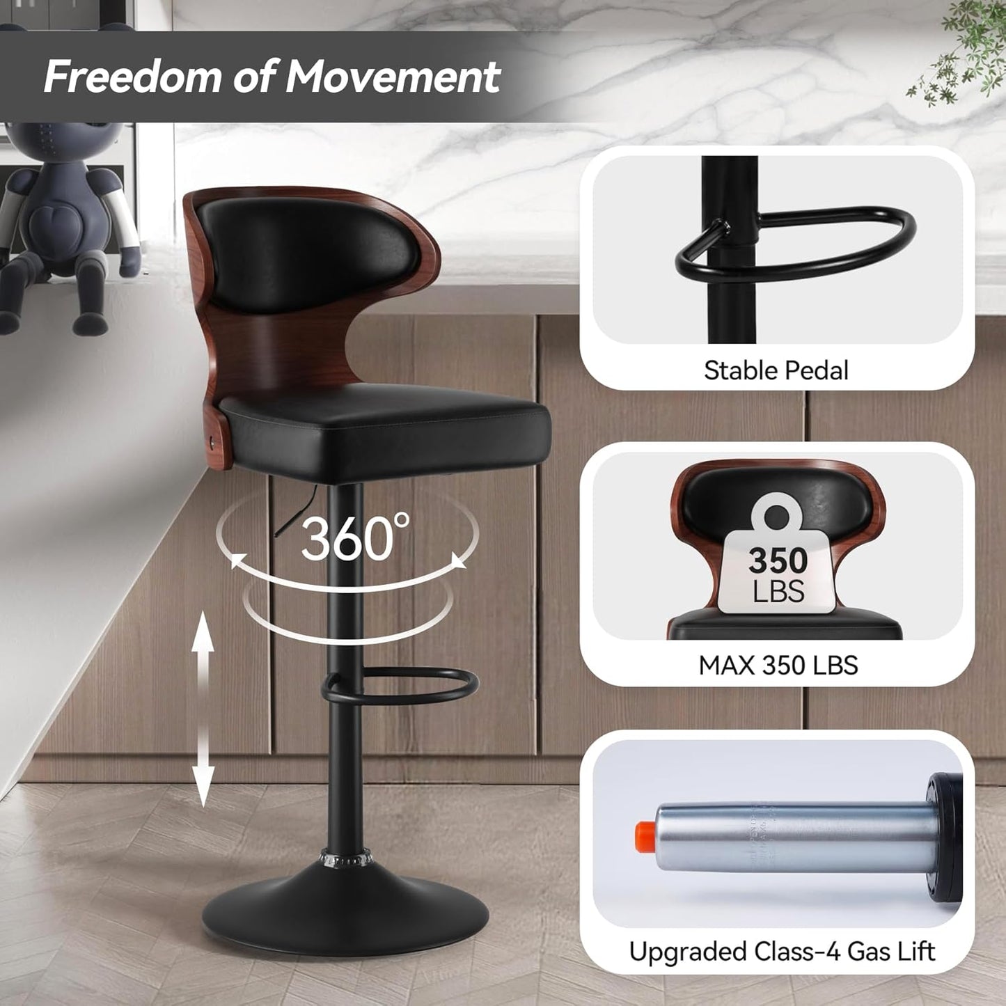 Set of 2 Adjustable Height Bar Stools
