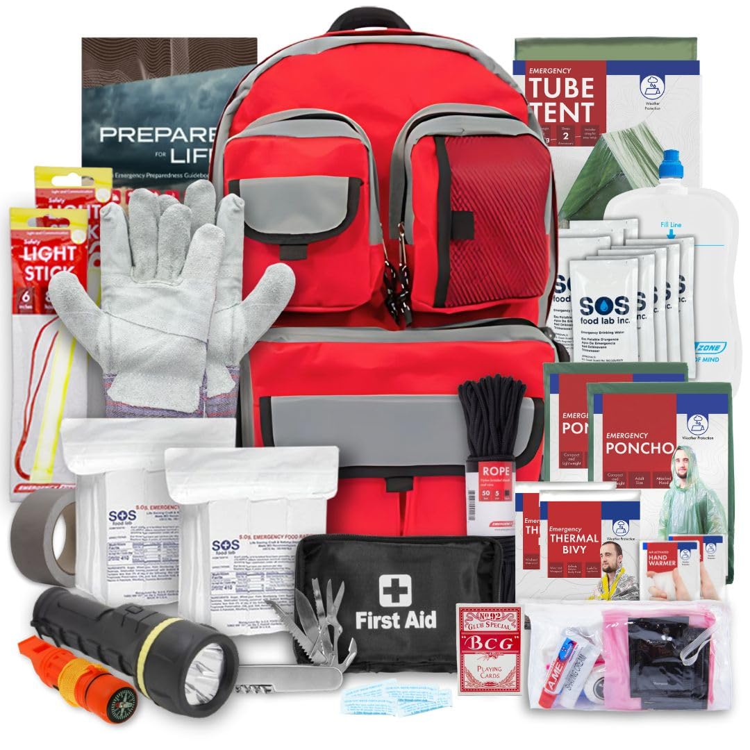 Family Emergency Kit - 2 Person | All-in-one Survival Kit Backpack for Earthquake, Flood, Disaster Relief, Civil Unrest & Outdoor - Survival Bag & Emergency Preparedness Kit for Families