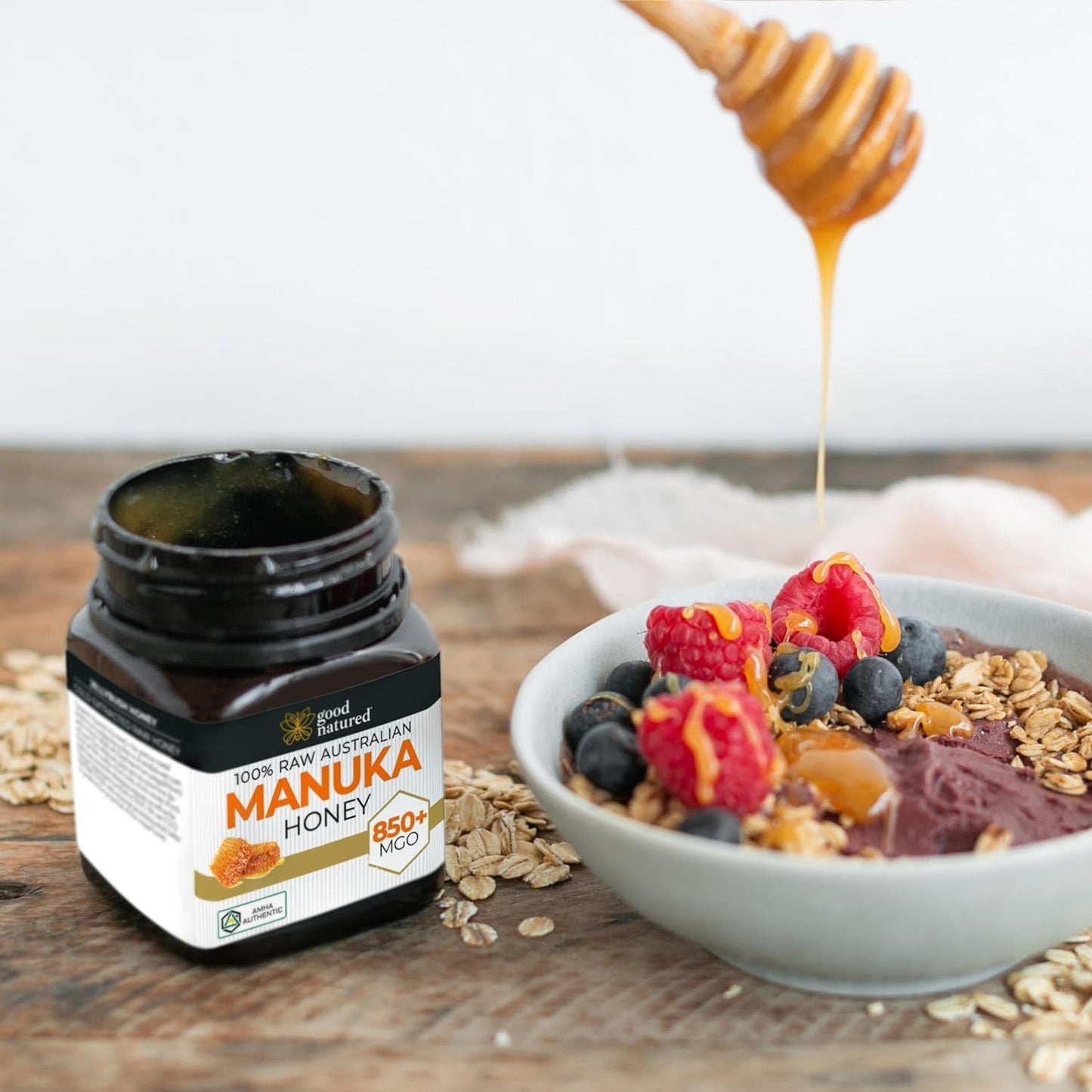 Good Natured Manuka Honey (MGO 850+) - High Grade Raw Manuka Honey Medical Grade, Non-GMO, Lab-Tested & AMHA Certified, BPA-free, 8.8 oz - Medaid International