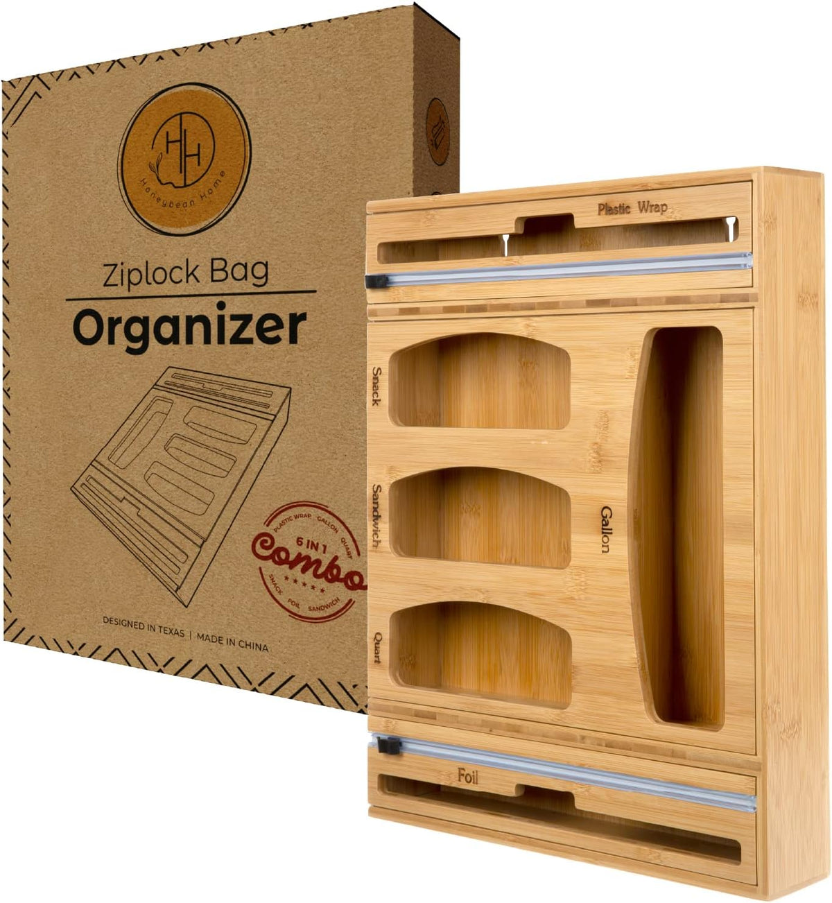 6-in-1 Bamboo Ziplock Bag Organizer